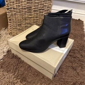 Clarks Black Heeled Ankle Boots